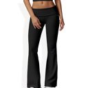  Foldover Waist Flare Leg Yoga Pants in Ribbed Knit