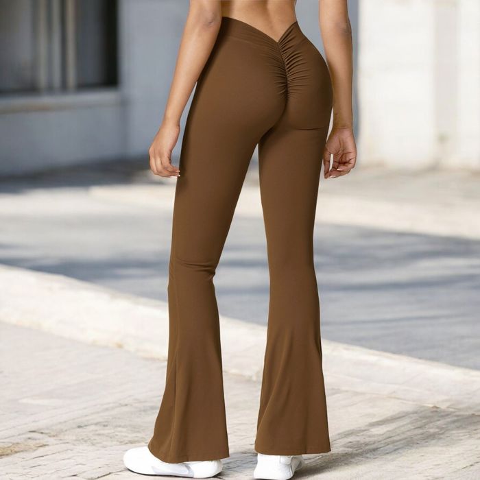 Women's High Waist Flare Leg Pants with Stretch Fabric