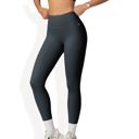 Gray Large High-Waisted Compression Leggings with Crossover Waistband