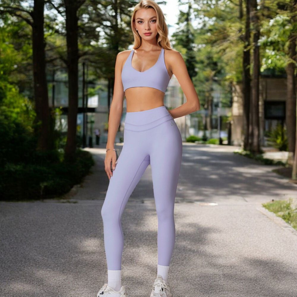 High-Waisted Compression Leggings with Crossover Waistband