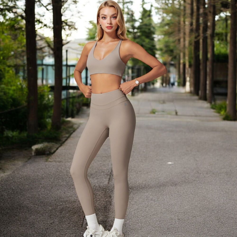 High-Waisted Compression Leggings with Crossover Waistband