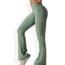 Green Large High-Rise Flared Yoga Pants with Crossover Waist Detail