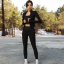 Black Large High Waist Full Length Leggings with Ribbed Waistband