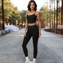 Black Large High Waist Full Length Leggings with Ribbed Waistband