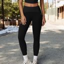 Black Large High Waist Full Length Leggings with Ribbed Waistband