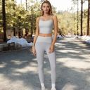 White Large High Waist Full Length Leggings with Ribbed Waistband