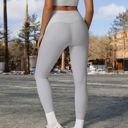 White Large High Waist Full Length Leggings with Ribbed Waistband