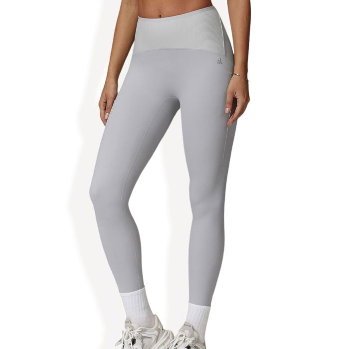 High Waist Full Length Leggings with Ribbed Waistband