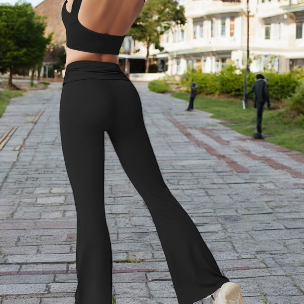 Flared High Waist Pants and Cropped Tank Top Activewear Set