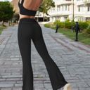 Black Large Flared High Waist Pants and Cropped Tank Top Activewear Set