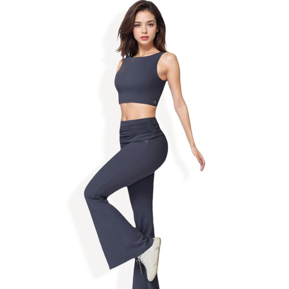 Flared High Waist Pants and Cropped Tank Top Activewear Set