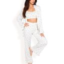  Women's Heart Print 3-Piece Pajama Set with Ruffled Trim