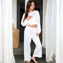 White Small Heart Print 2-Piece Set with Long Sleeves and Relaxed Fit