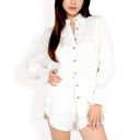  Women's Polka Dot 2-Piece Pajama Set with Long Sleeve Button-Up Shirt and Relaxed Fit Shorts