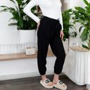 Black Large Women's High Waist Drawstring Pants with Elastic Cuffs and Side Pockets