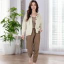 Brown Large Women's High Waist Drawstring Pants with Elastic Cuffs and Side Pockets