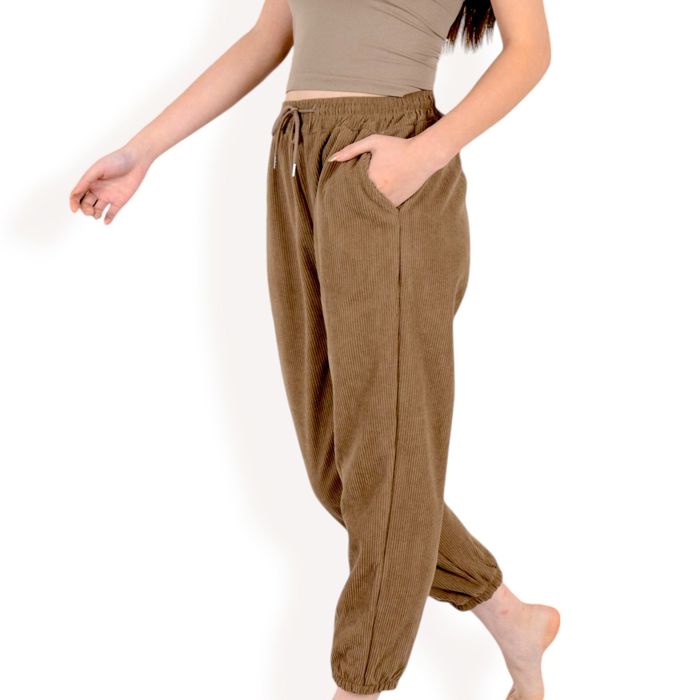 Women's High Waist Drawstring Pants with Elastic Cuffs and Side Pockets