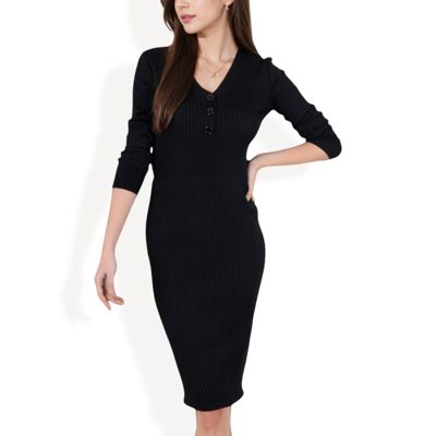 3/4 Sleeve Bodycon Dress with Sleek Fit and Elegant Design