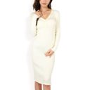 Beige Large 3/4 Sleeve Bodycon Dress with Sleek Fit and Elegant Design