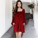 Red Large Long Sleeve Dress with Chic Design and Flattering Fit