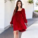 Red Large Long Sleeve Dress with Chic Design and Flattering Fit