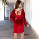 Red Large Long Sleeve Dress with Chic Design and Flattering Fit