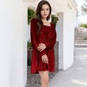 Red Large Long Sleeve Dress with Chic Design and Flattering Fit