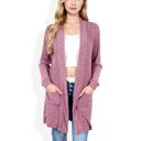  Open Front Ribbed Knit Cardigan with Front Pockets