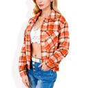  Button-Up Plaid Shirt with Chest Pockets and Long Sleeves