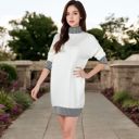 White Large Women's Sweater Dress with Cozy Fit and Stylish Design