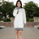 White Large Women's Sweater Dress with Cozy Fit and Stylish Design