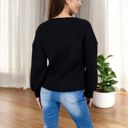 Black Large Tie Front Knit Cardigan with Long Sleeves and Open Front Design