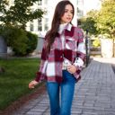 Red Large Plaid Button-Down Shirt with Classic Design and Relaxed Fit