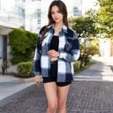 Blue Large Plaid Button-Down Shirt with Classic Design and Relaxed Fit