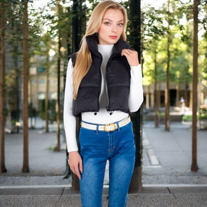 Zip-Up Puff Vest Jacket with Cozy Design and Warmth