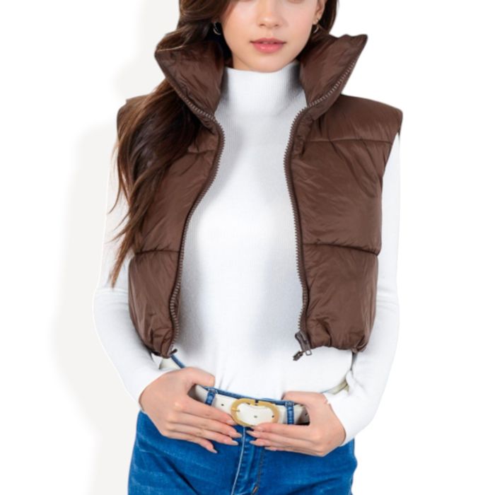 Zip-Up Puff Vest Jacket with Cozy Design and Warmth