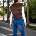 Brown Large Zip-Up Puff Vest Jacket with Cozy Design and Warmth