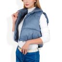 Gray Large Zip-Up Puff Vest Jacket with Cozy Design and Warmth