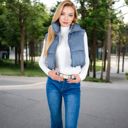 Gray Large Zip-Up Puff Vest Jacket with Cozy Design and Warmth