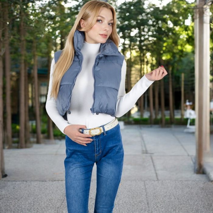 Zip-Up Puff Vest Jacket with Cozy Design and Warmth