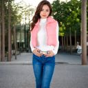 Pink Large Zip-Up Puff Vest Jacket with Cozy Design and Warmth