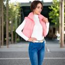 Pink Large Zip-Up Puff Vest Jacket with Cozy Design and Warmth