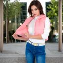 Pink Large Zip-Up Puff Vest Jacket with Cozy Design and Warmth