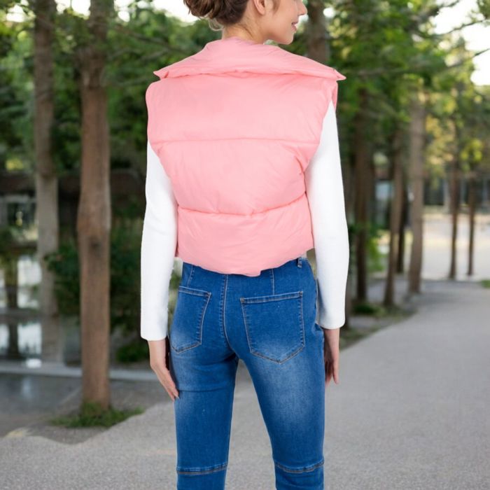 Zip-Up Puff Vest Jacket with Cozy Design and Warmth