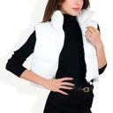 White Large Zip-Up Puff Vest Jacket with Cozy Design and Warmth