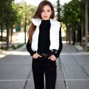 White Large Zip-Up Puff Vest Jacket with Cozy Design and Warmth