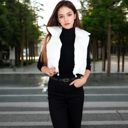 White Large Zip-Up Puff Vest Jacket with Cozy Design and Warmth