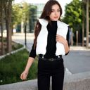 White Large Zip-Up Puff Vest Jacket with Cozy Design and Warmth