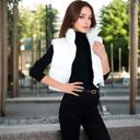 White Medium Zip-Up Puff Vest Jacket with Cozy Design and Warmth