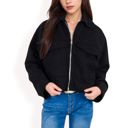  Women's Zip-Up Collared Jacket with Front Flap Pockets